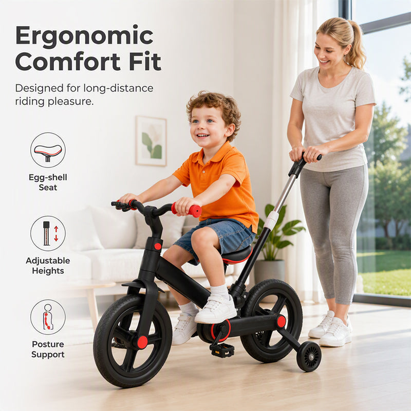 4-in-1 Convertible Kids Tricycle Balance Bike Stroller