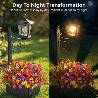 Outdoor Solar Garden Light with Planter Base