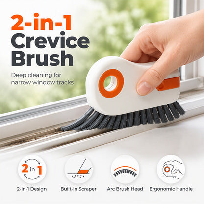2-in-1 Window Groove Cleaning Brush with Built-in Scraper
