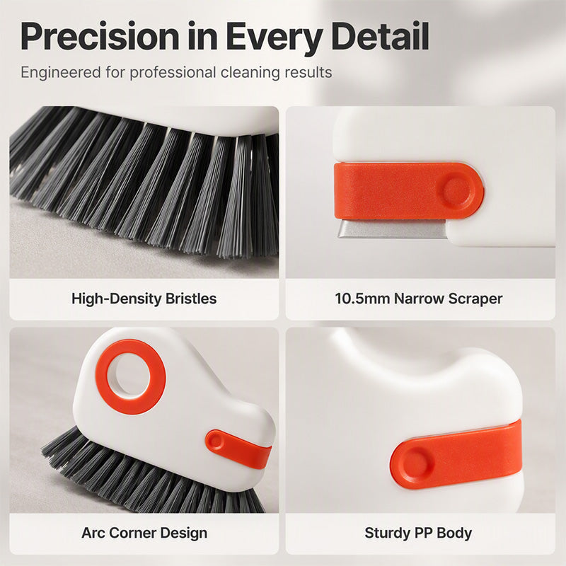 2-in-1 Window Groove Cleaning Brush with Built-in Scraper