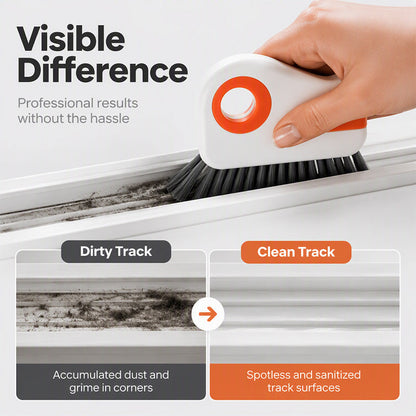2-in-1 Window Groove Cleaning Brush with Built-in Scraper