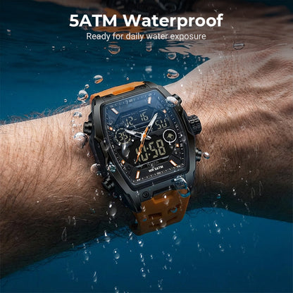 Men's Dual Display Sports Watch with Luminous Dial