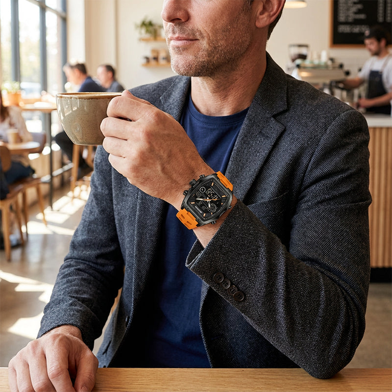 Men's Dual Display Sports Watch with Luminous Dial