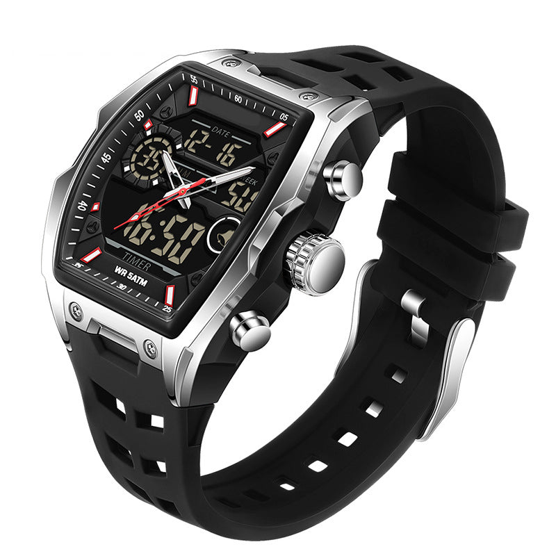 Men's Dual Display Sports Watch with Luminous Dial
