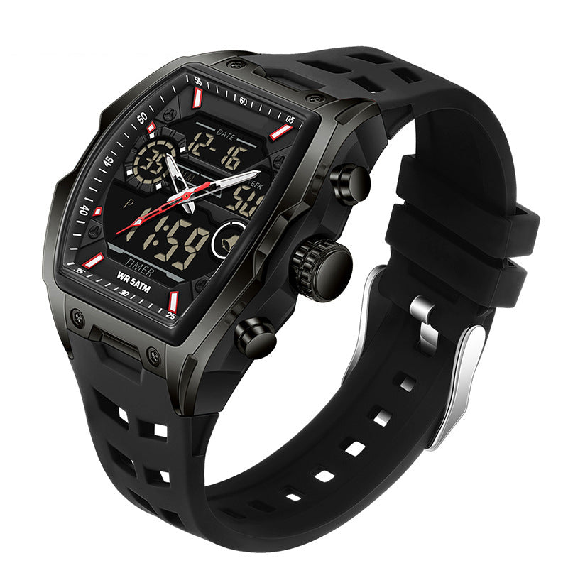 Men's Dual Display Sports Watch with Luminous Dial