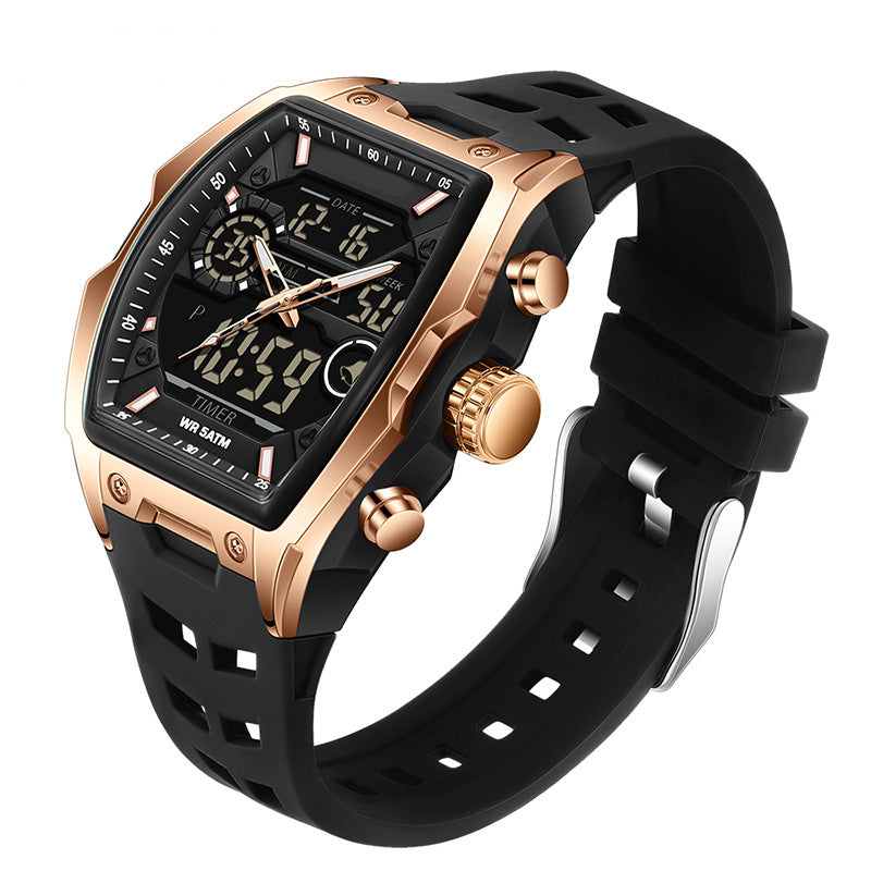 Men's Dual Display Sports Watch with Luminous Dial