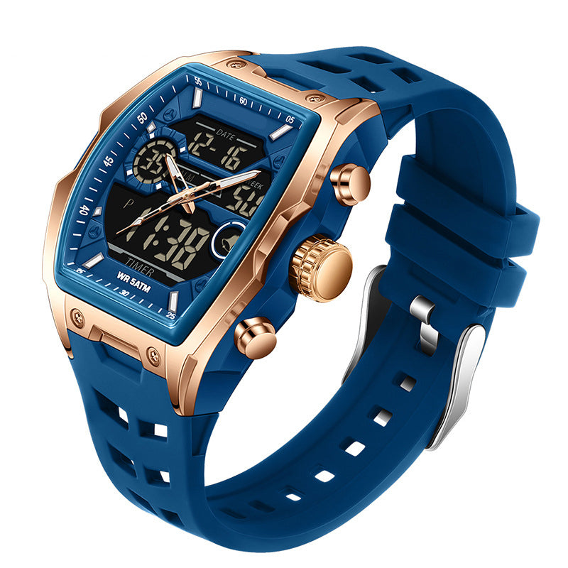 Men's Dual Display Sports Watch with Luminous Dial