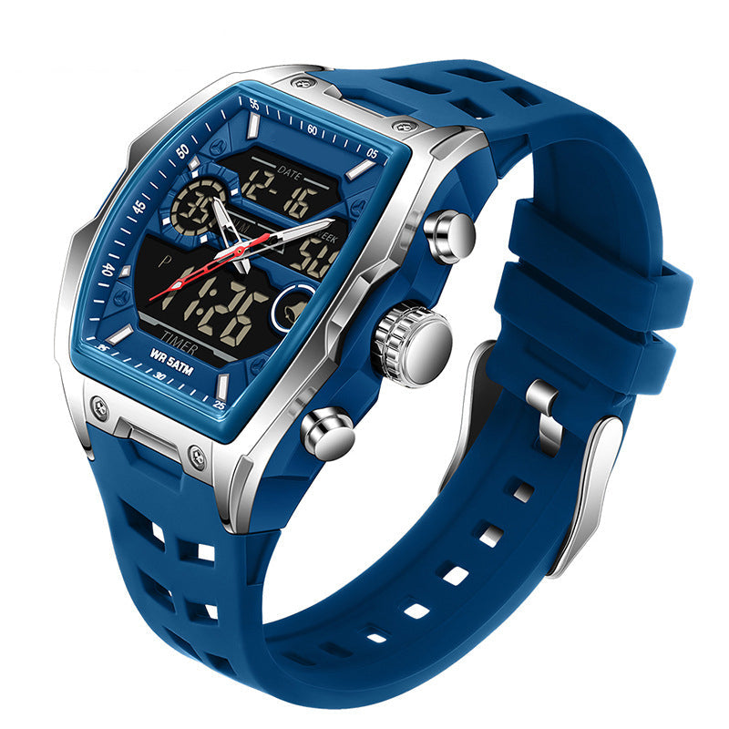 Men's Dual Display Sports Watch with Luminous Dial