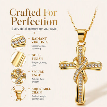 Women's Sparkling Twisted Knot Cross Pendant Necklace