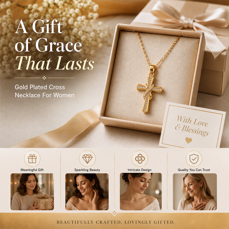 Women's Sparkling Twisted Knot Cross Pendant Necklace