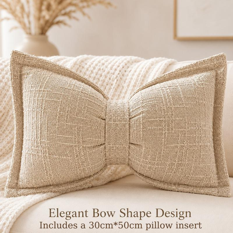 Soft Chenille Bow-Shaped Throw Pillow