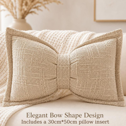 Soft Chenille Bow-Shaped Throw Pillow