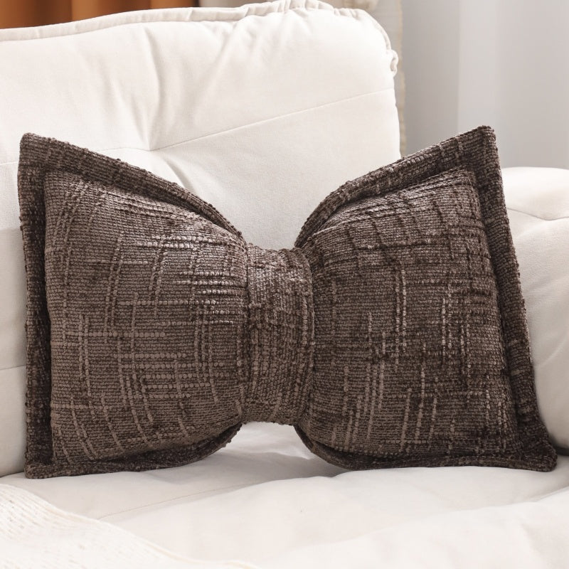Soft Chenille Bow-Shaped Throw Pillow
