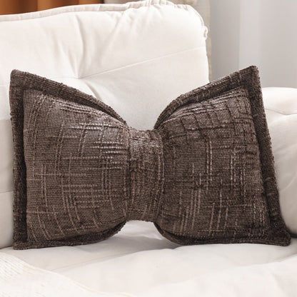 Soft Chenille Bow-Shaped Throw Pillow