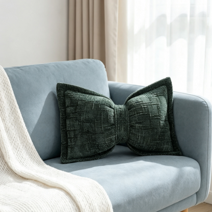 Soft Chenille Bow-Shaped Throw Pillow