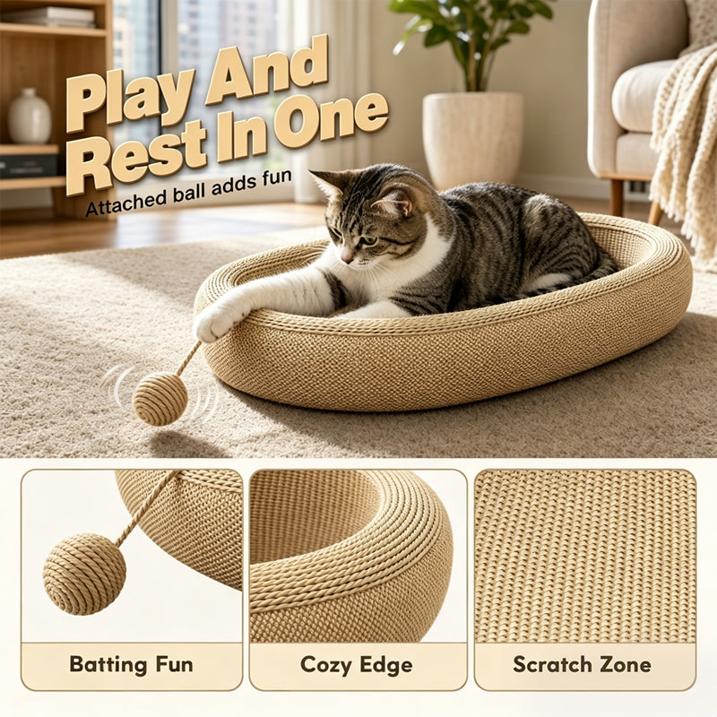 Wear-Resistant Sisal Cat Scratcher Bed
