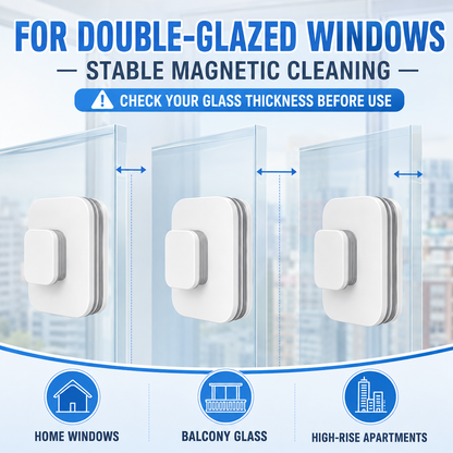 ⚡6‑in‑1 Magnetic Glass Cleaner – 30% wider cleaning area, perfect for high‑rise windows. Dual pads + squeegee – flawless results from the first pass!