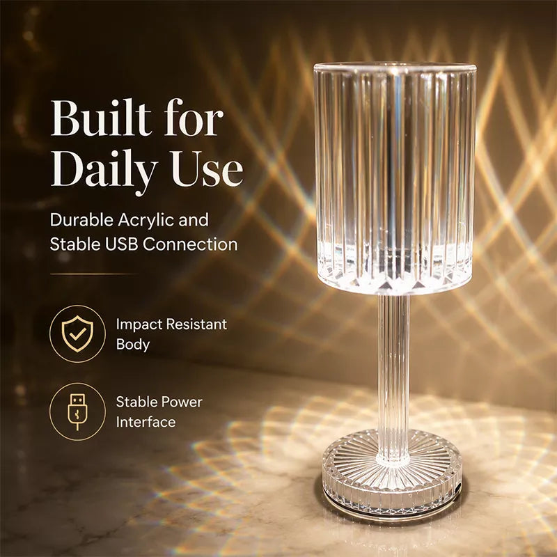 Acrylic Crystal Pink Table Lamp with Touch Function