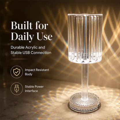 Acrylic Crystal Pink Table Lamp with Touch Function