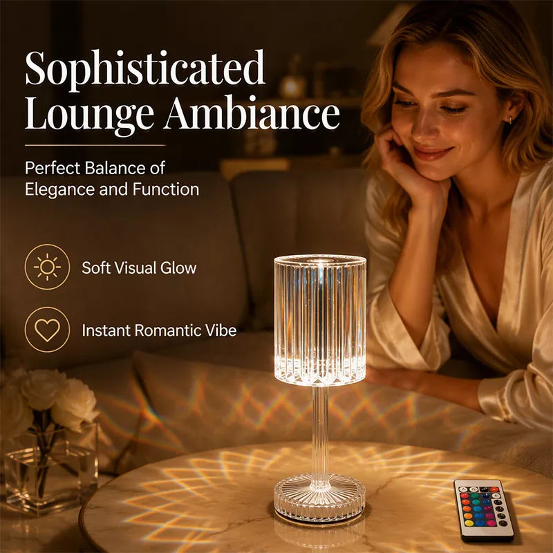 Acrylic Crystal Pink Table Lamp with Touch Function