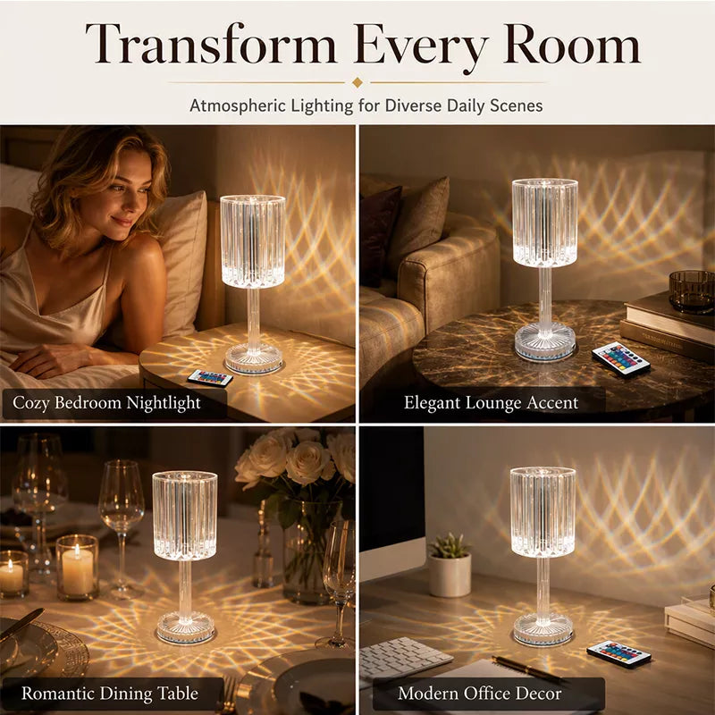 Acrylic Crystal Pink Table Lamp with Touch Function