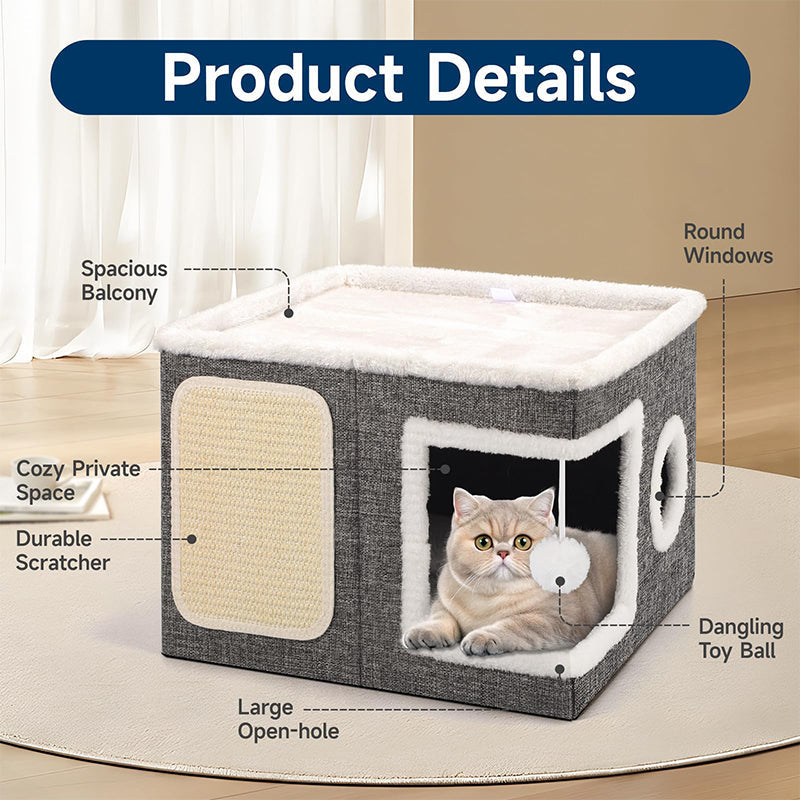 Foldable 2-in-1 Cat Cube House