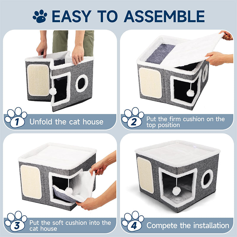 Foldable 2-in-1 Cat Cube House