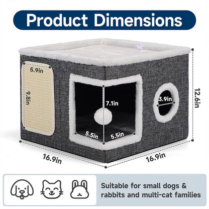 Foldable 2-in-1 Cat Cube House