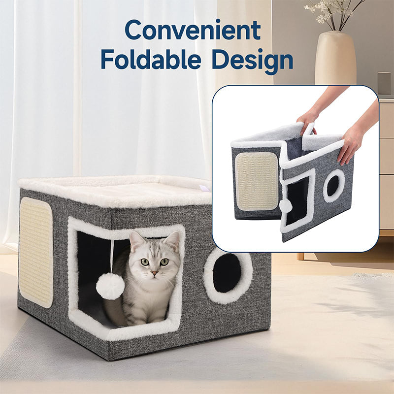 Foldable 2-in-1 Cat Cube House