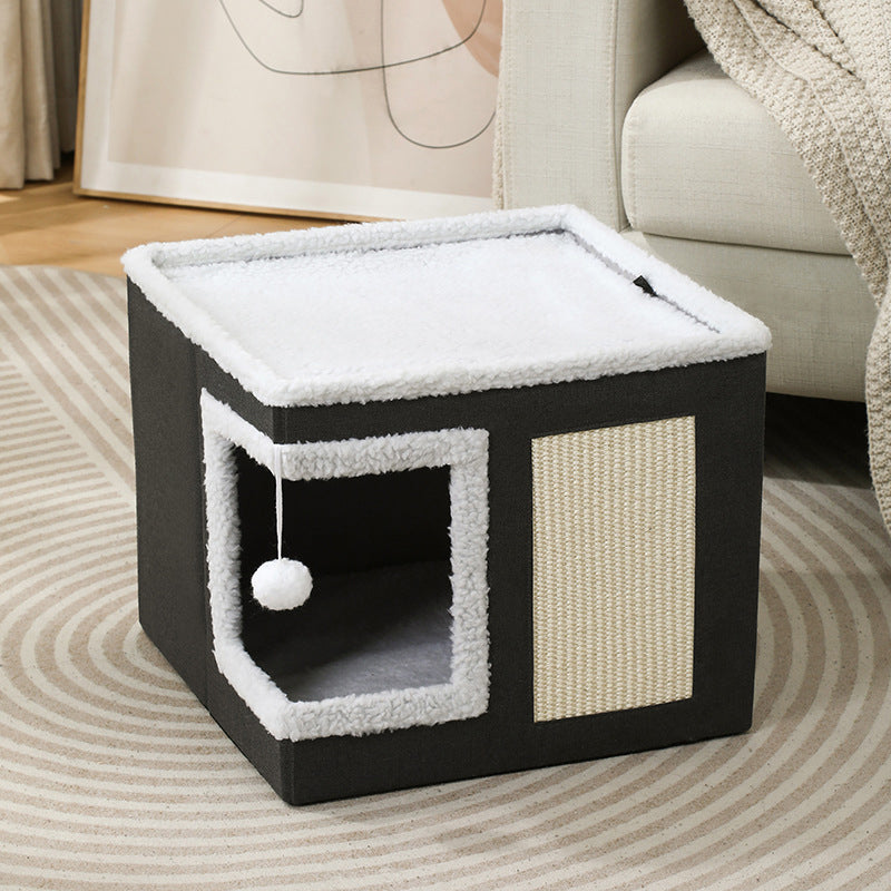 Foldable 2-in-1 Cat Cube House