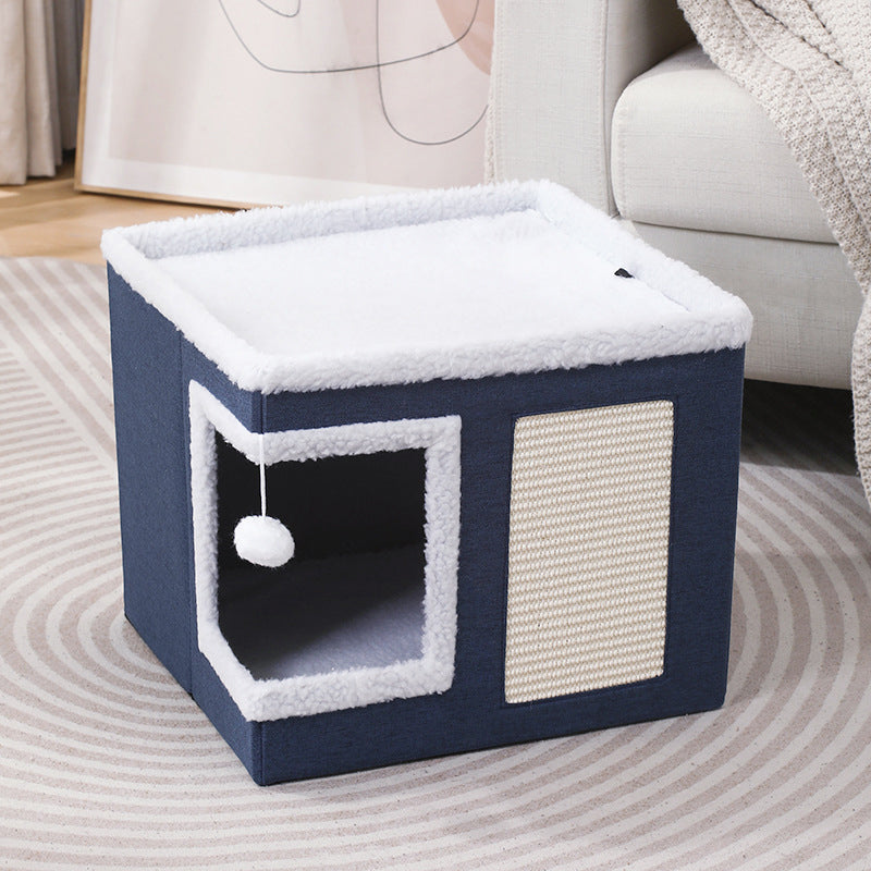 Foldable 2-in-1 Cat Cube House