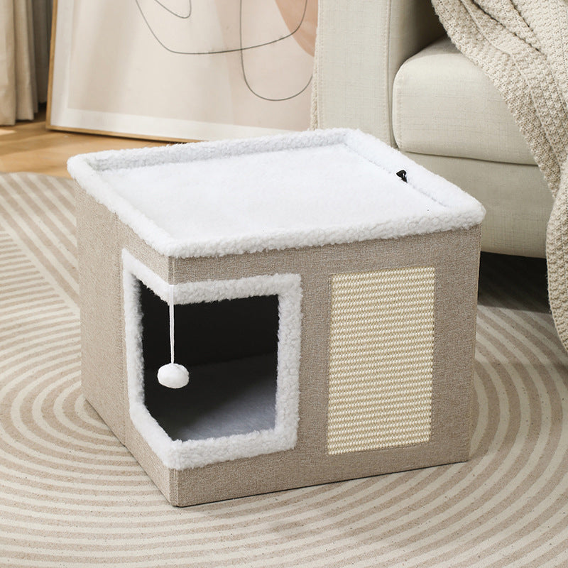 Foldable 2-in-1 Cat Cube House