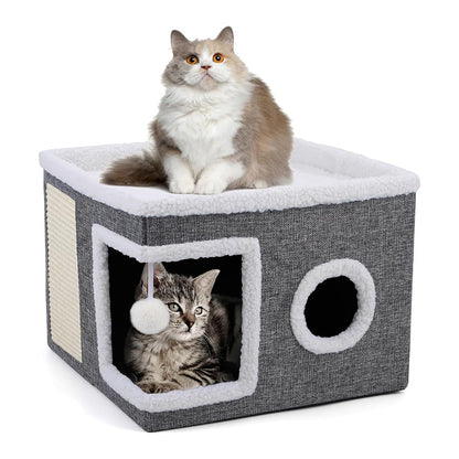 Foldable 2-in-1 Cat Cube House