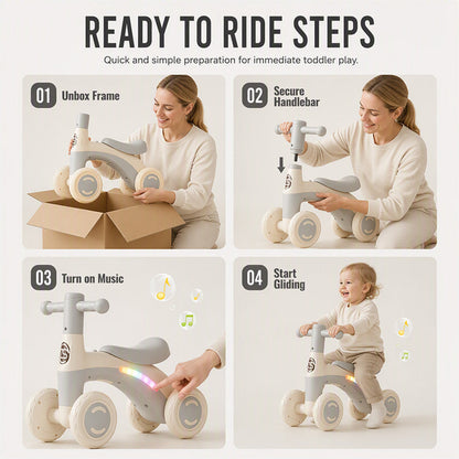 Baby Toddler Balance Bike with Music & Lights