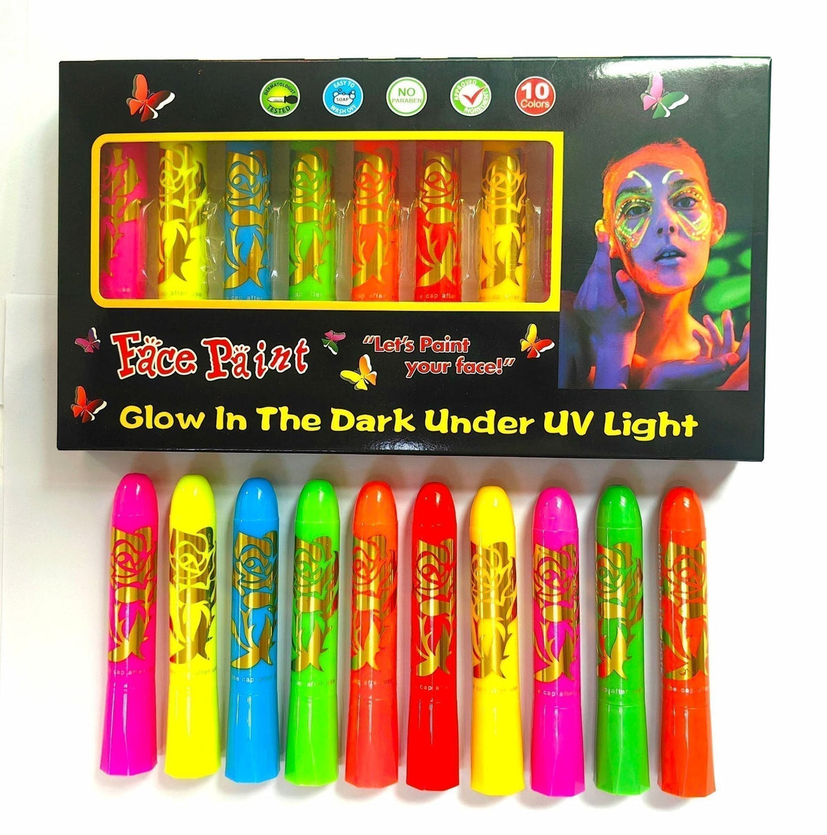 💥 Luminescent Water‑Soluble Body Painting Crayons – Fun, Skin‑Friendly, Easy‑to‑Wash ✨
