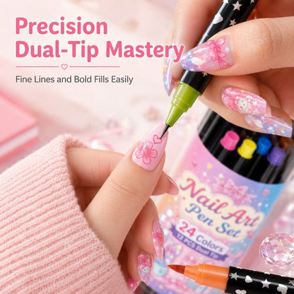 ⏳Limited-time 50% OFF🪄🎨24 Colors Dual Ended Nail Art Pens Set