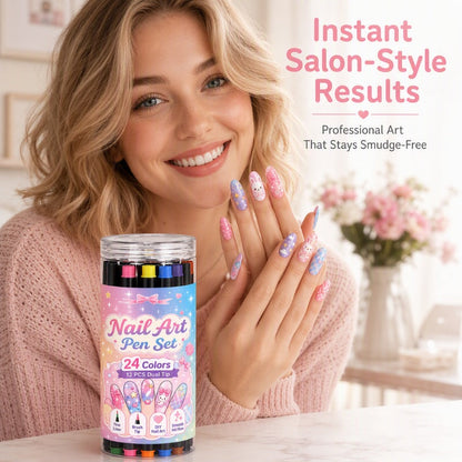 ⏳Limited-time 50% OFF🪄🎨24 Colors Dual Ended Nail Art Pens Set