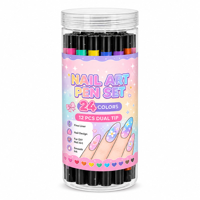 ⏳Limited-time 50% OFF🪄🎨24 Colors Dual Ended Nail Art Pens Set