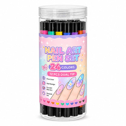 ⏳Limited-time 50% OFF🪄🎨24 Colors Dual Ended Nail Art Pens Set