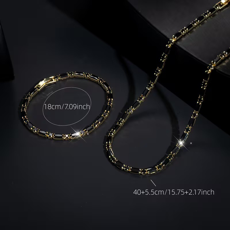 ✨LIMITED-TIME 50% OFF!⚡Sparkling Jewelry Set for Men – Cubic Zircon Necklace & Bracelet