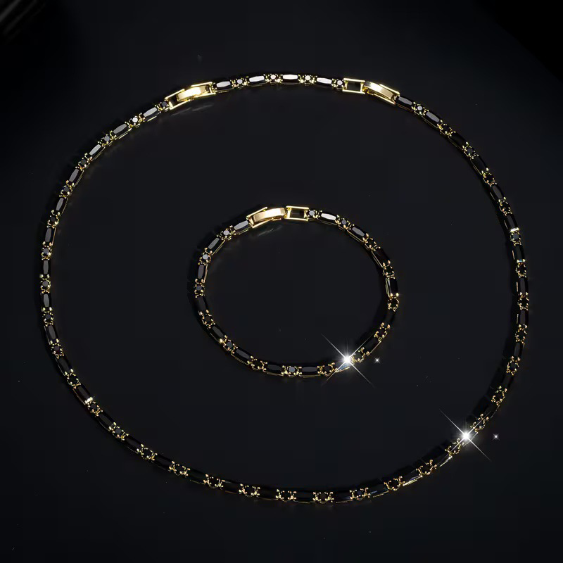 ✨LIMITED-TIME 50% OFF!⚡Sparkling Jewelry Set for Men – Cubic Zircon Necklace & Bracelet