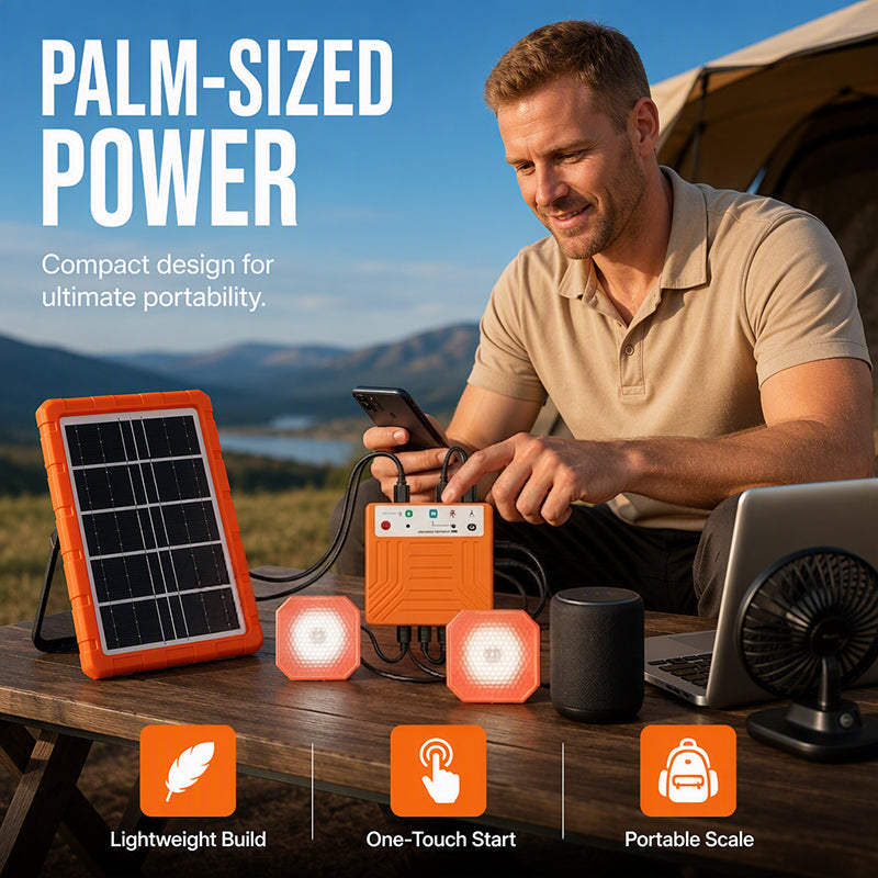 Portable Solar Power System with 2 LED Lights