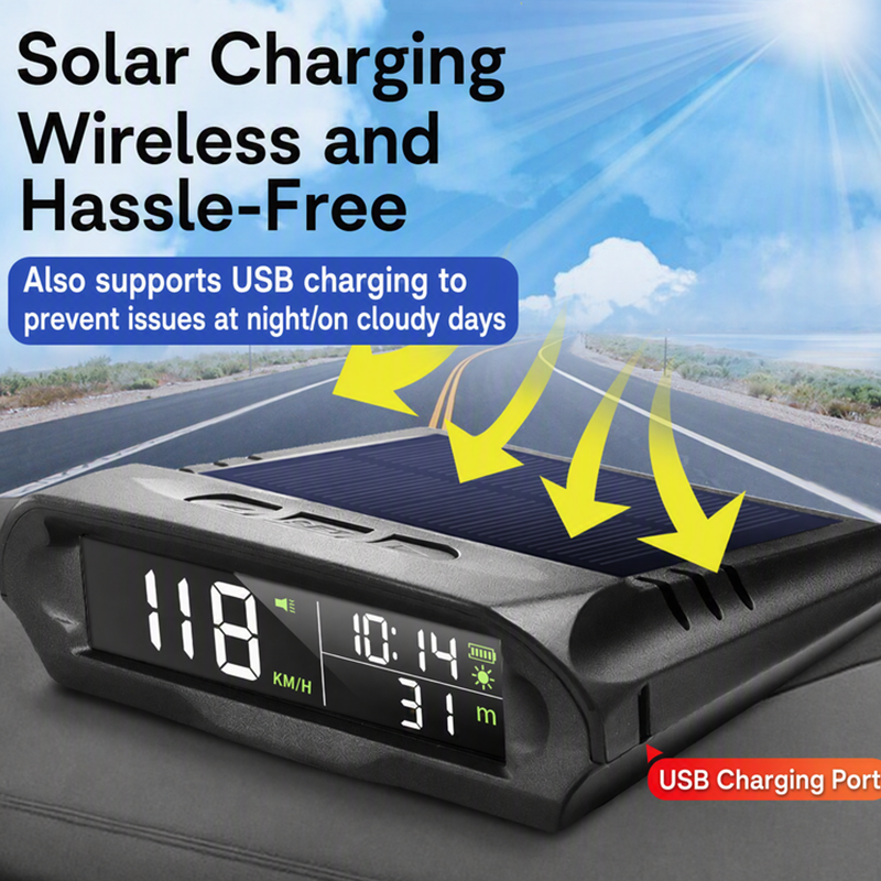 📢📢50% OFF !! ⏰ 2026 Sale — Over 24,000 Sold!🚗 Solar GPS Head‑Up Display‑Auto Brightness Speed Warning HUD ☀️