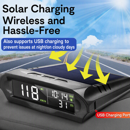 📢📢50% OFF !! ⏰ 2026 Sale — Over 24,000 Sold!🚗 Solar GPS Head‑Up Display‑Auto Brightness Speed Warning HUD ☀️