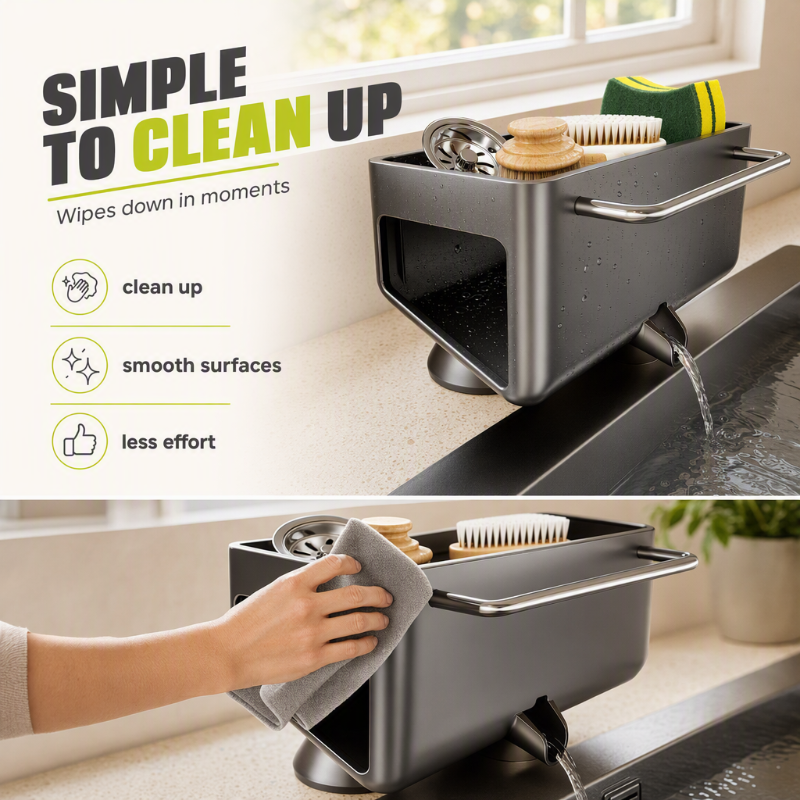 ⏳🔥LIMITED-TIME 50% OFF! ⏰Stainless Steel Kitchen Sink Suction Cup Organizer