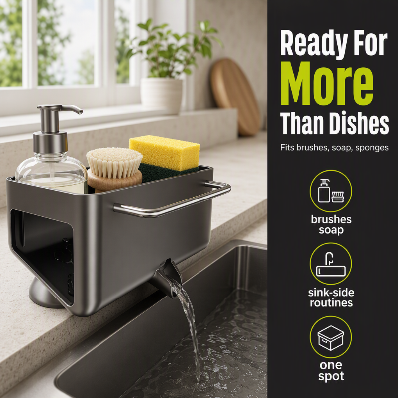 ⏳🔥LIMITED-TIME 50% OFF! ⏰Stainless Steel Kitchen Sink Suction Cup Organizer