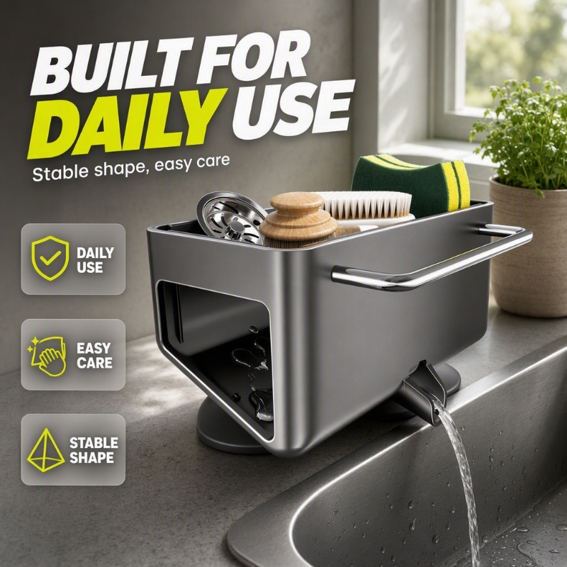 ⏳🔥LIMITED-TIME 50% OFF! ⏰Stainless Steel Kitchen Sink Suction Cup Organizer