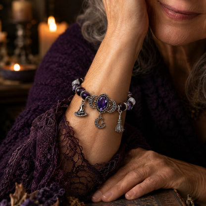 Gothic Purple Rhinestone Halloween Bracelet