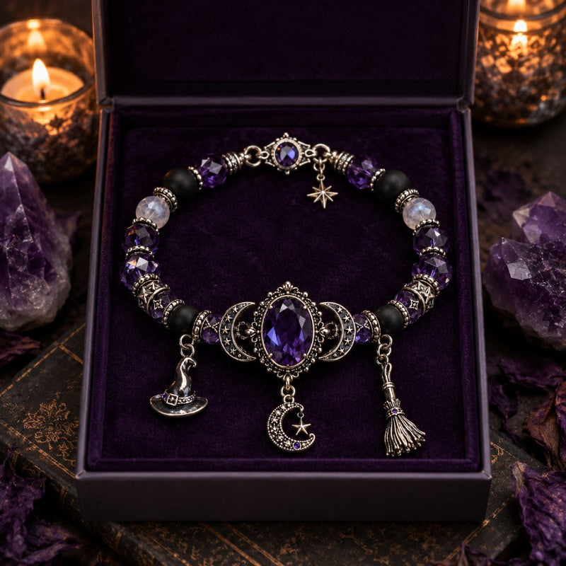 Gothic Purple Rhinestone Halloween Bracelet
