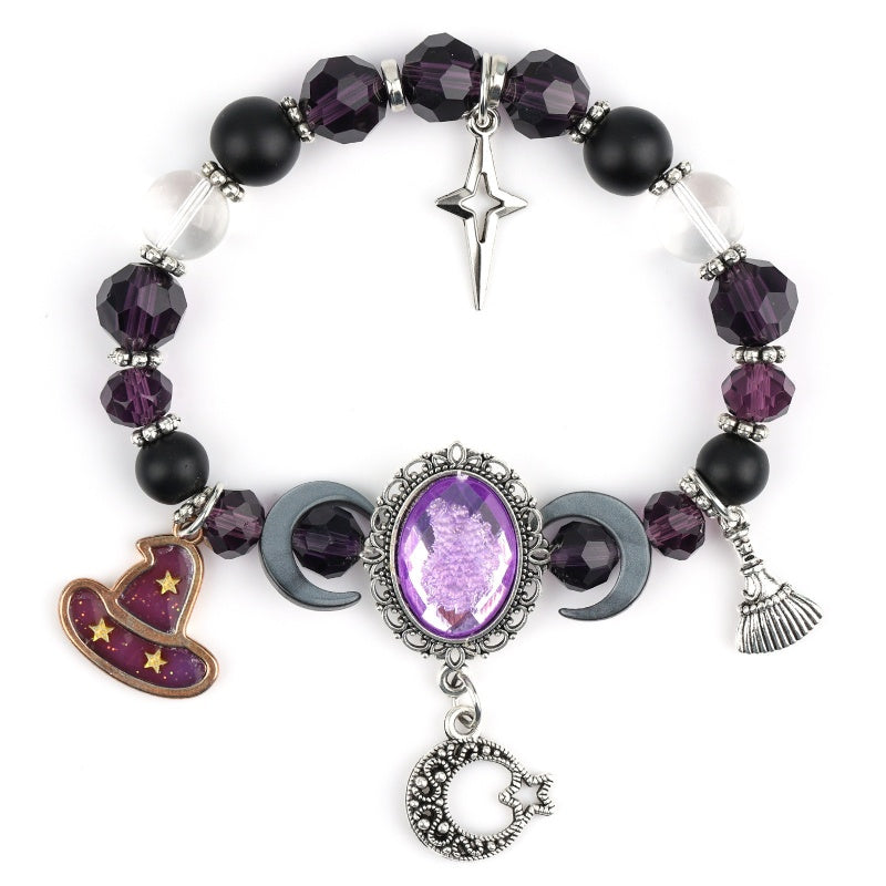 Gothic Purple Rhinestone Halloween Bracelet